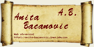 Anita Bacanović vizit kartica
